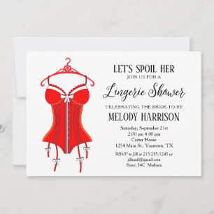 invitación a la ducha de novia de lencería roja Sa