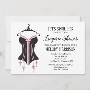 Invitación a la ducha de novia de lencería rosa ne