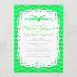 Invitación a la ducha de novia de Lime Green Chevr