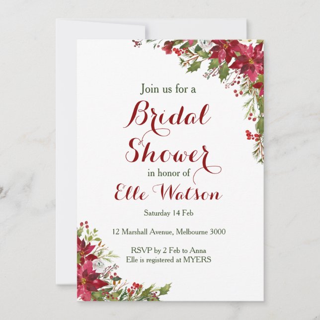 Invitación a la ducha de novia de los navidades (Anverso)