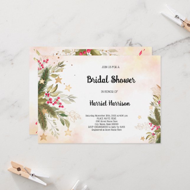 Invitación a la ducha de novia de los navidades (Anverso/Reverso In Situ)