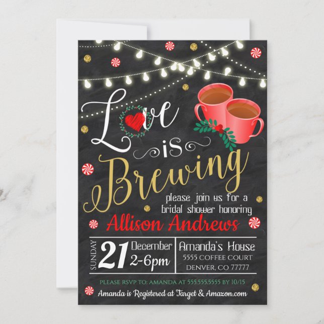 Invitación a la ducha de novia de los navidades (Anverso)