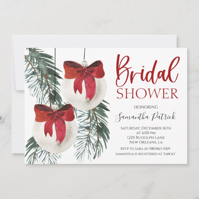 Invitación a la ducha de novia de los navidades (Anverso)