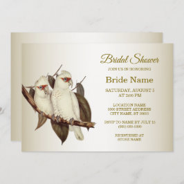 Invitación a la ducha de novia de los pájaros blan