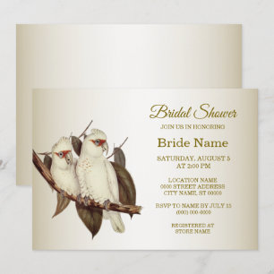 Invitación a la ducha de novia de los pájaros blan