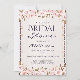 Invitación a la ducha de novia de los peones rosad