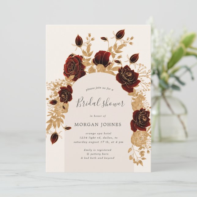 Invitación a la ducha de novia de los Rosas de col (Anverso de pie)