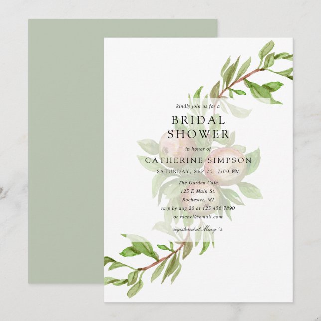 Invitación a la ducha de novia de manzanas acuátic (Anverso / Reverso)