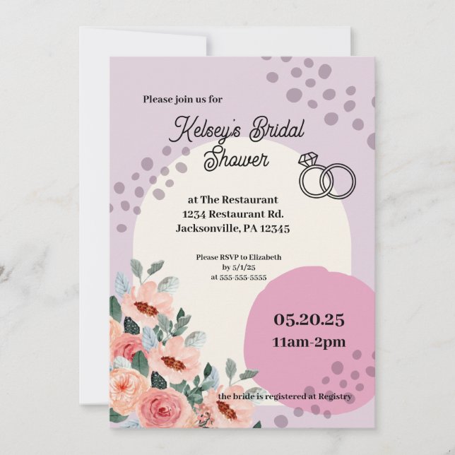 Invitación a la ducha de novia de moda (Anverso)