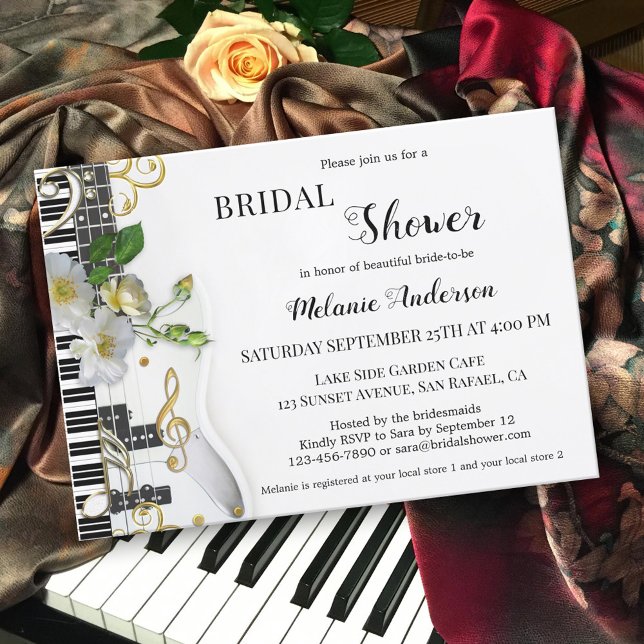 Invitación a la ducha de novia de música y Rosas (Subido por el creador)