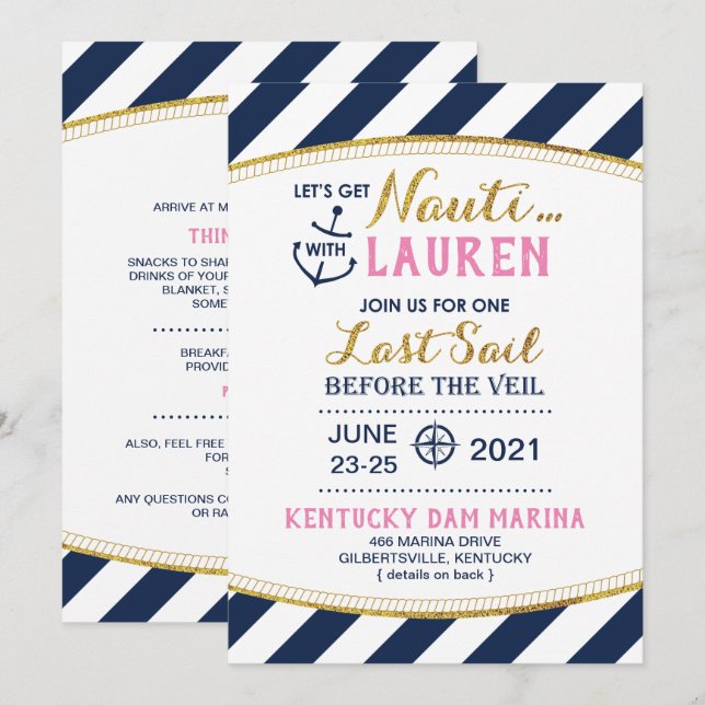 Invitación a la ducha de novia de Nauti (Anverso / Reverso)