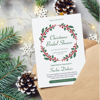 Invitación a la ducha de novia de Navidades minima