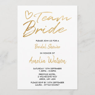 Invitación a la ducha de novia de oro de Team Brid