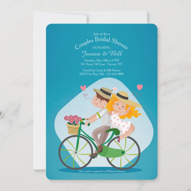 Invitación a la ducha de novia de parejas de tú y  (Anverso)