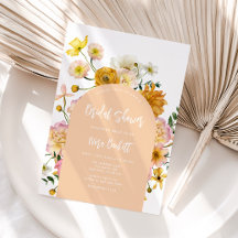 Invitación a la ducha de novia de Peach Floral Arc