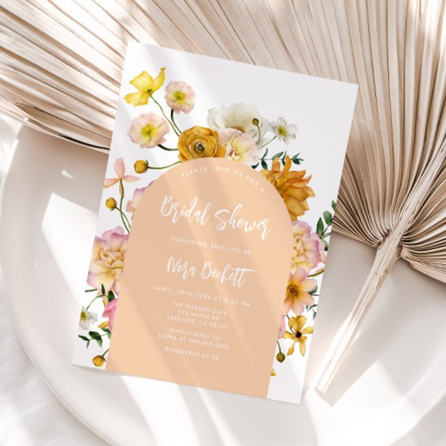 Invitación a la ducha de novia de Peach Floral Arc (Subido por el creador)