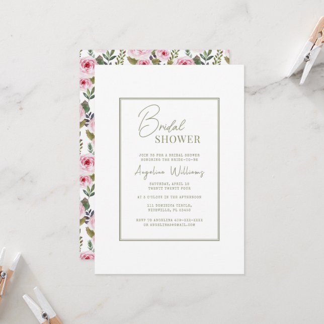 Invitación a la ducha de novia de Peonies (Anverso/Reverso In Situ)