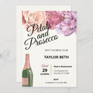 Invitación a la ducha de novia de Petals y Prosecc