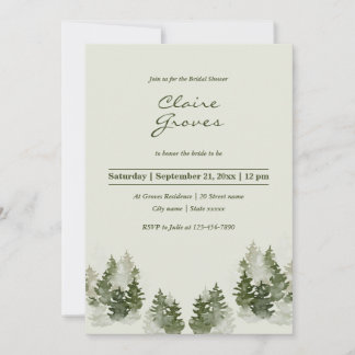 Invitación a la ducha de novia de pino verde de mo