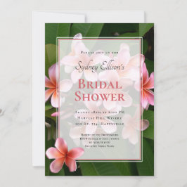 Invitación a la ducha de novia de Plumeria rosa