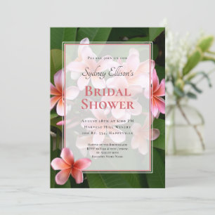 Invitación a la ducha de novia de Plumeria rosa
