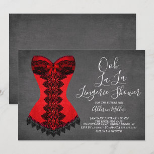 Invitación a la ducha de novia de Red Corset Linge