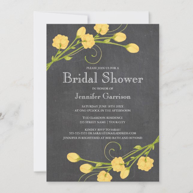 Invitación a la ducha de novia de Rosas de jardín  (Anverso)