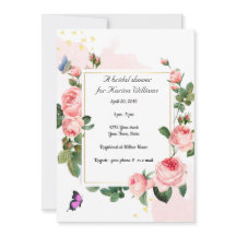 Invitación a la ducha de novia de Rosas de la époc