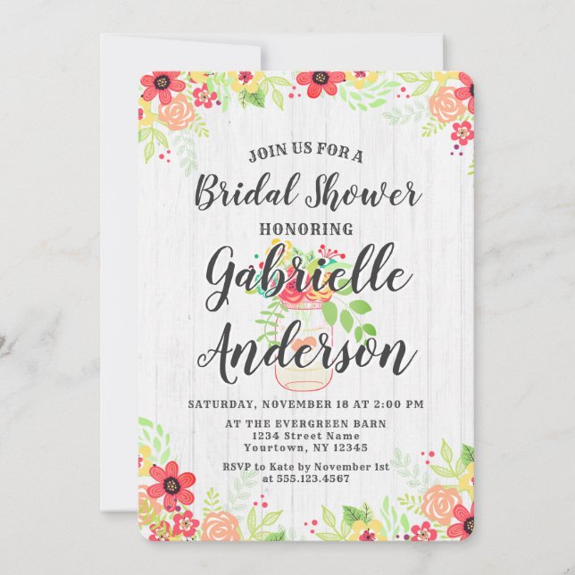 Invitación a la ducha de novia de Rustic Wood & Ma (Anverso)