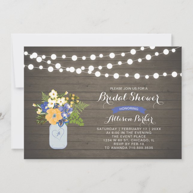 Invitación a la ducha de novia de Rustic Wood & Ma (Anverso)