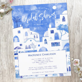 Invitación a la ducha de novia de Santorini
