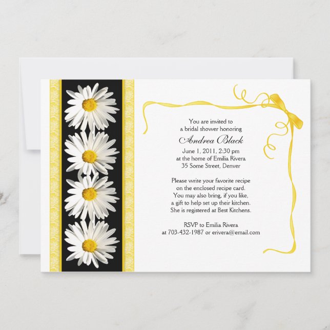 Invitación a la ducha de novia de Shasta Daisy Bod (Anverso)