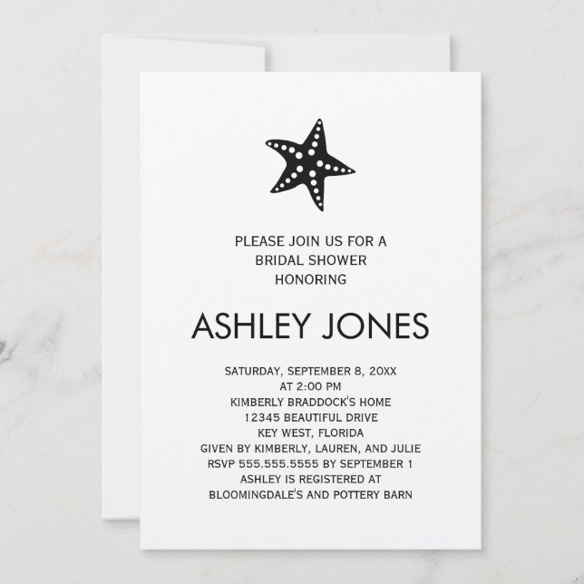Invitación a la ducha de novia de Starfish Kraft m (Anverso)