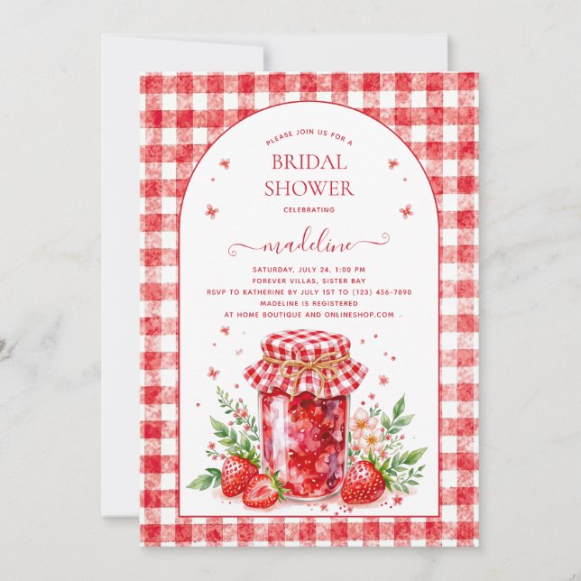 Invitación a la ducha de novia de Strawberry Jam G (Anverso)