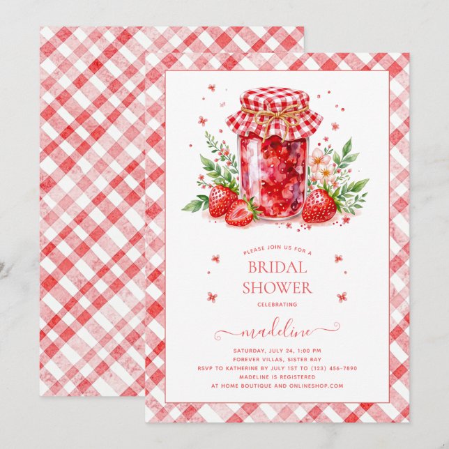 Invitación a la ducha de novia de Strawberry Jam G (Anverso / Reverso)