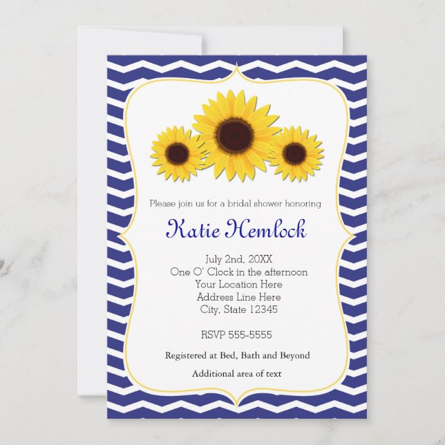 Invitación a la ducha de novia de Sunflower Blue C (Anverso)