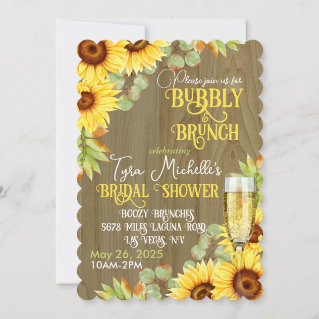 Invitación a la ducha de novia de Sunflower Bubby  (Anverso)