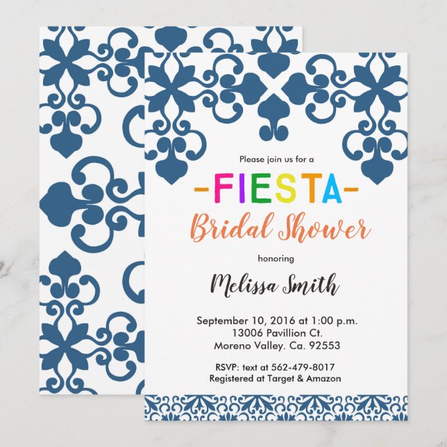 Invitación a la ducha de novia de Talavera en Méxi (Anverso / Reverso)