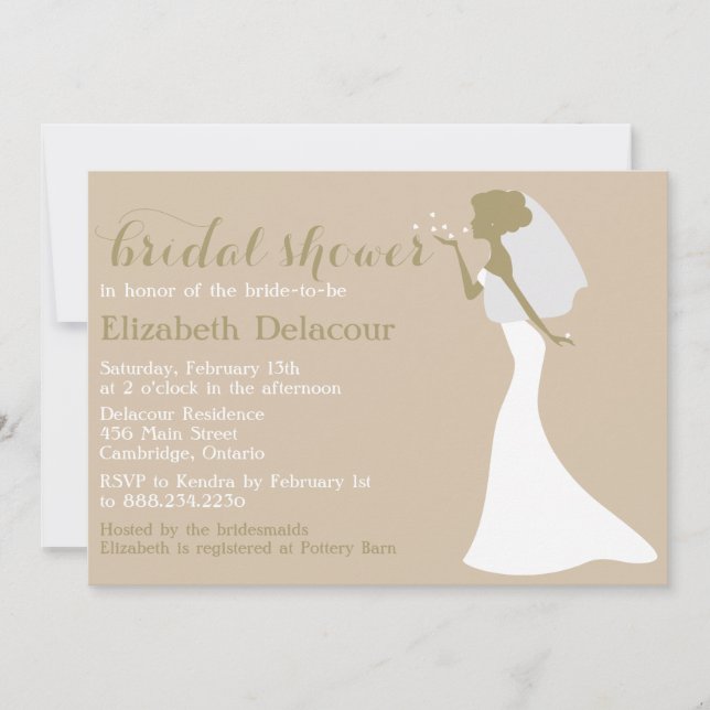 Invitación a la ducha de novia de un Boda de Moda  (Anverso)