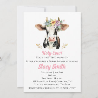 Invitación a la ducha de novia de vaca sagrada