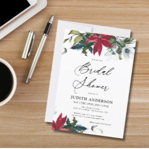 Invitación a la ducha de novia de Winter Poinsetti