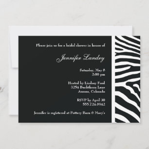 Invitación a la ducha de novia de Zebra Negra