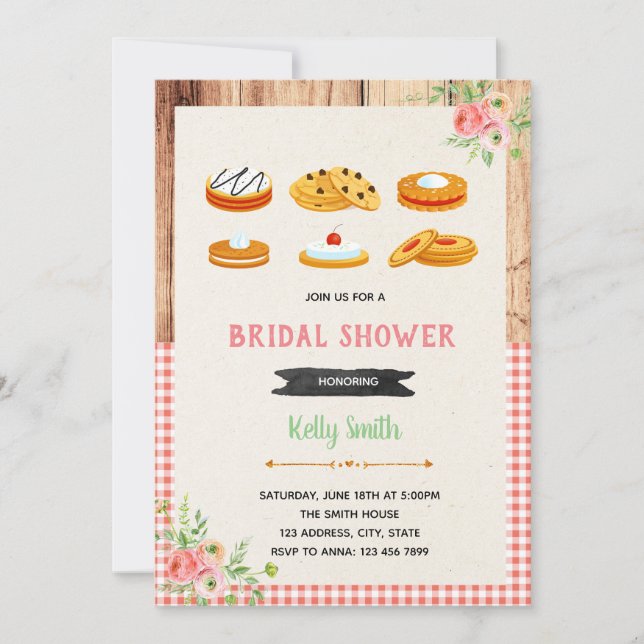 Invitación a la ducha de novia decorando una cooki (Anverso)