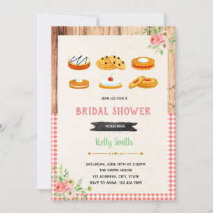 Invitación a la ducha de novia decorando una cooki
