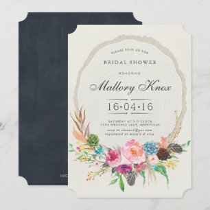 Invitación a la ducha de novia del anillo de árbol