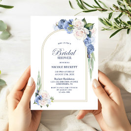 Invitación a la ducha de novia del arco floral azu