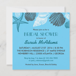 Invitación a la ducha de novia del Boda Blue Seash