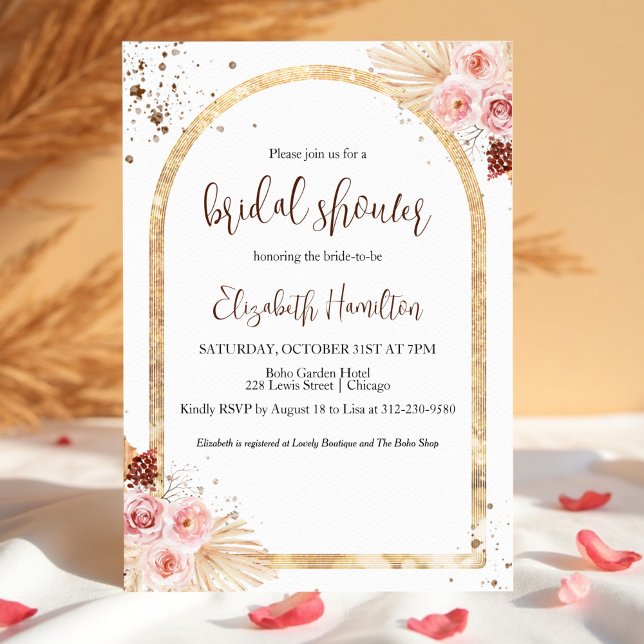 Invitación a la ducha de novia del Boho Glitter de (Subido por el creador)