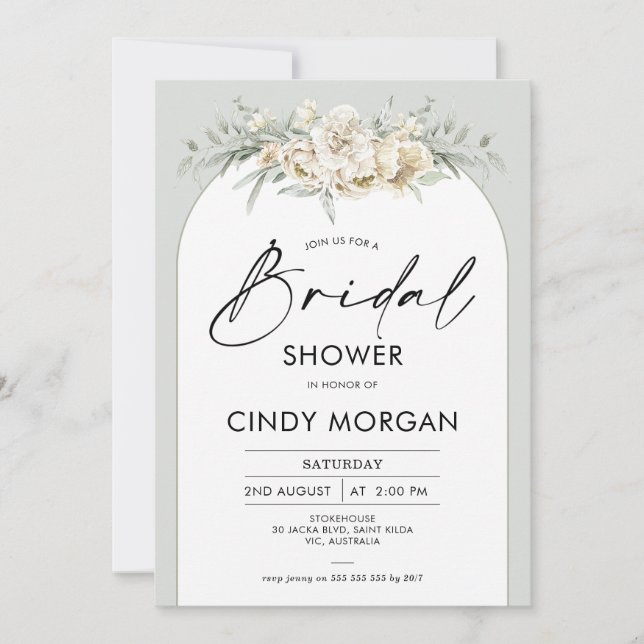 Invitación a la ducha de novia del Boho Sage Flora (Anverso)