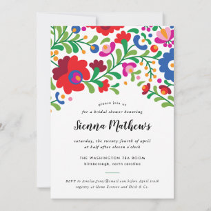 Invitación a la ducha de novia del bordado mexican